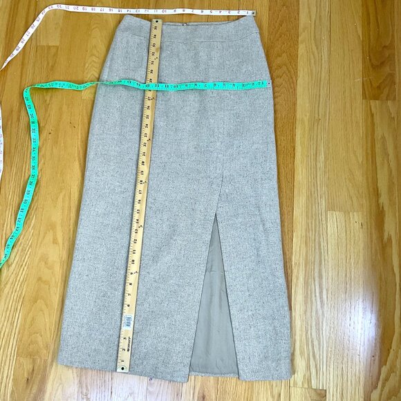 Ann Taylor Skirt Maxi Silk Wool Tan Herringbone Tweed Beige Vintage (6) - Picture 8 of 9